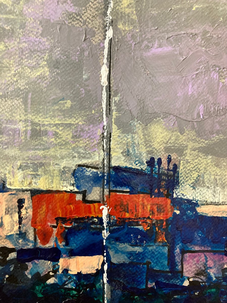 Impressionistic Cityscapes Acrylic Painting By John Cottee, 22 X 30, Highway, Original Artwork