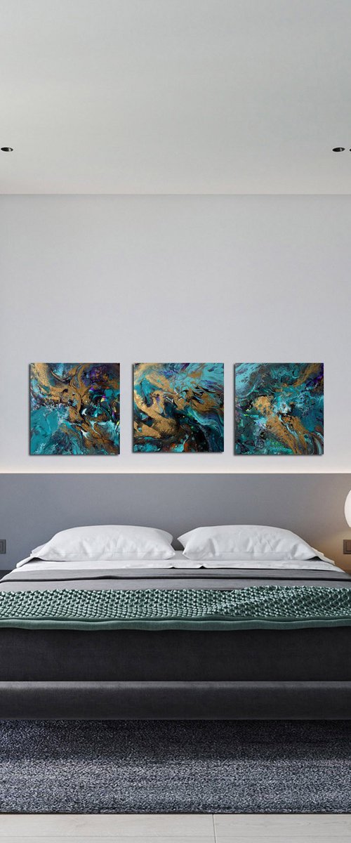 Abstract triptych by Areti Ampi