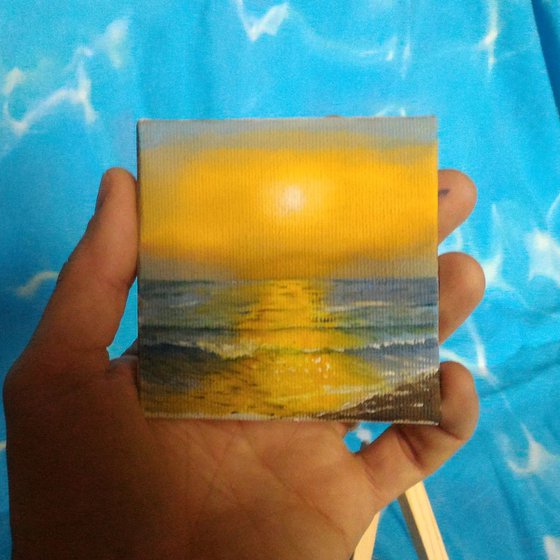 Miniature wave seascape #09 - Easel included