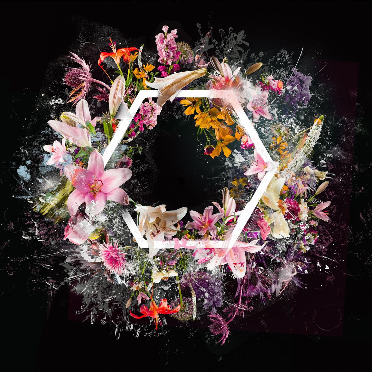 Botanical Painting By Teis Albers, 39 X 39", Bouquet Xii, Original Artwork