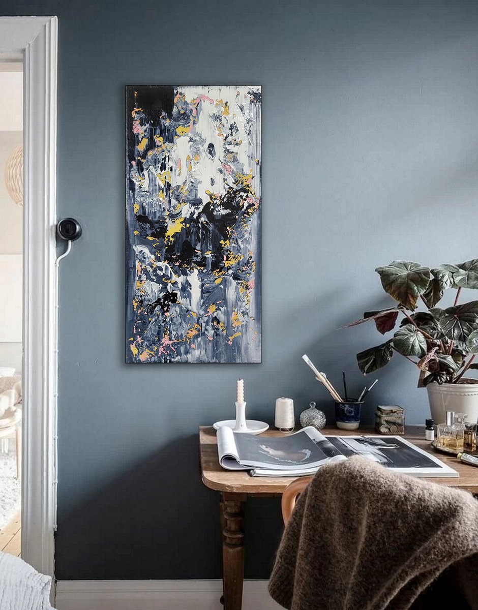 Abstract Acrylic Painting By Alex Senchenko, 20 X 39, Abstract 2334, Original Artwork