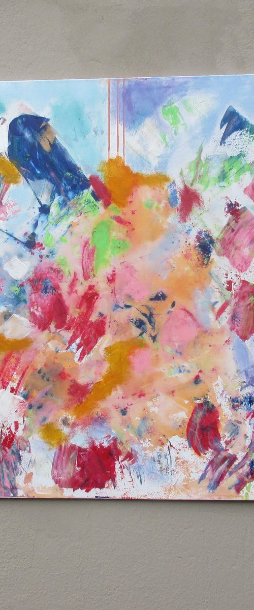 orange and blue abstract painting by Sonja Zeltner-Müller