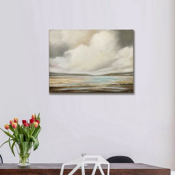 Across The Bay - Original Landscape Oil Painting on Stretched Canvas