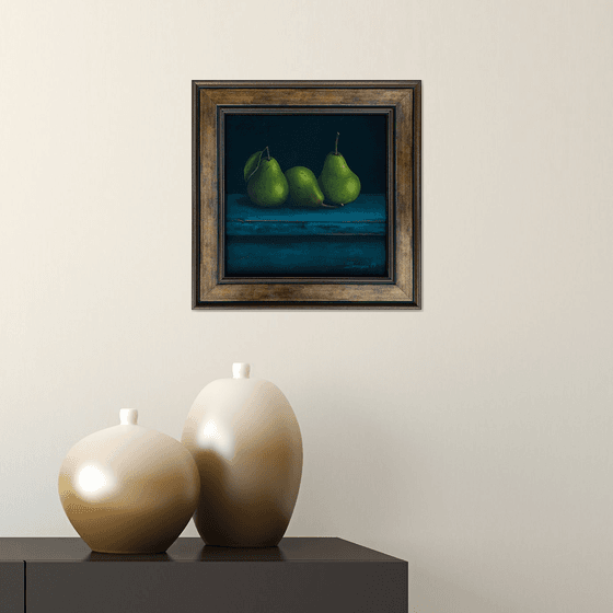 Still life- pears(25x25cm, oil painting, ready to hang)