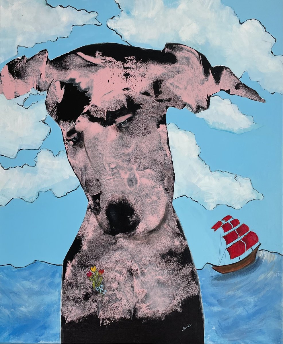 Urban And Pop Animal Acrylic Painting By Maija Nochevnaya, 21 X 25", Assol, Original Artwork