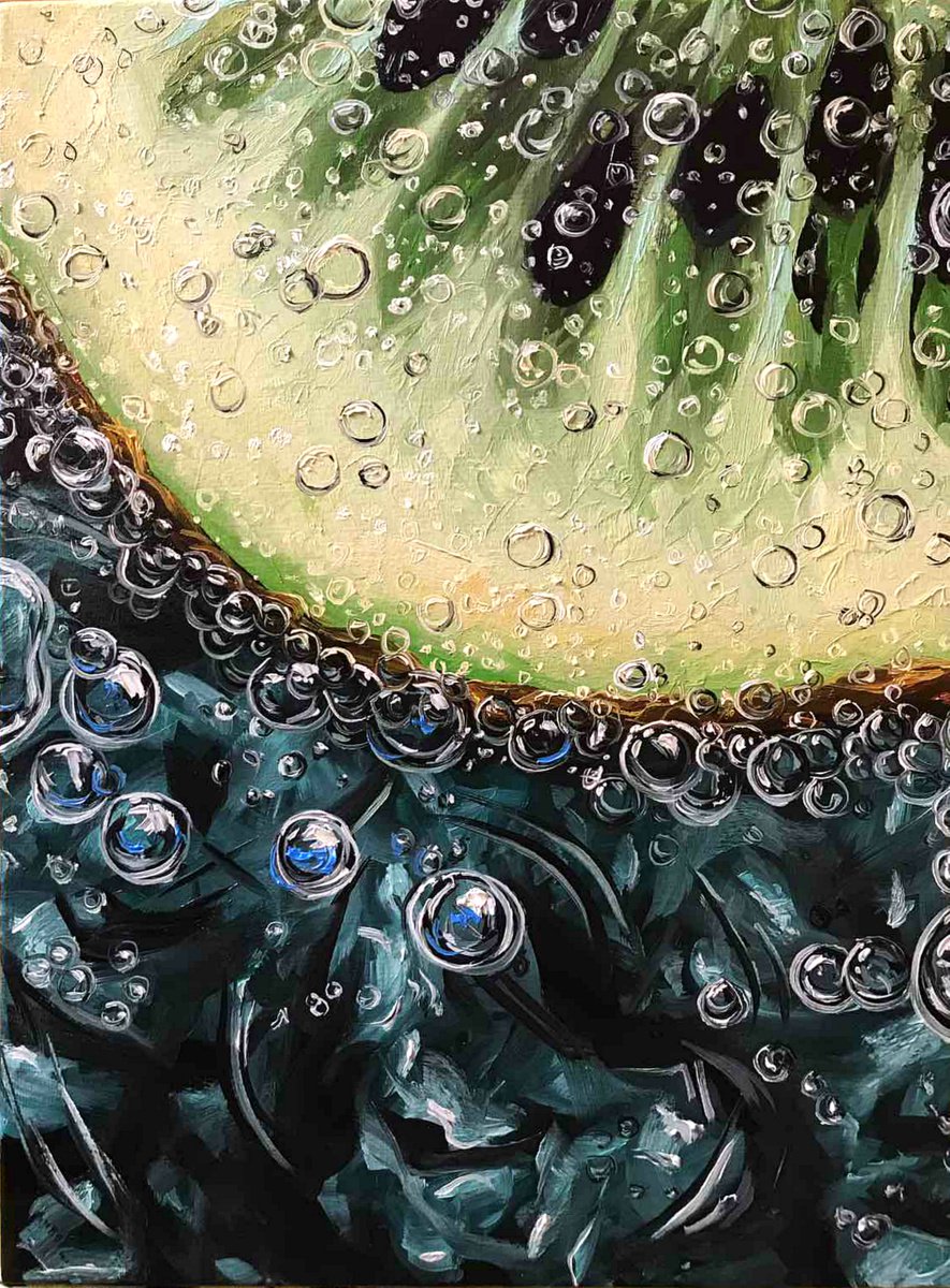 Photorealistic Still Life Oil Painting By Elena Adele Dmitrenko, 12 X 16, Kiwi Fruit, Original Artwork