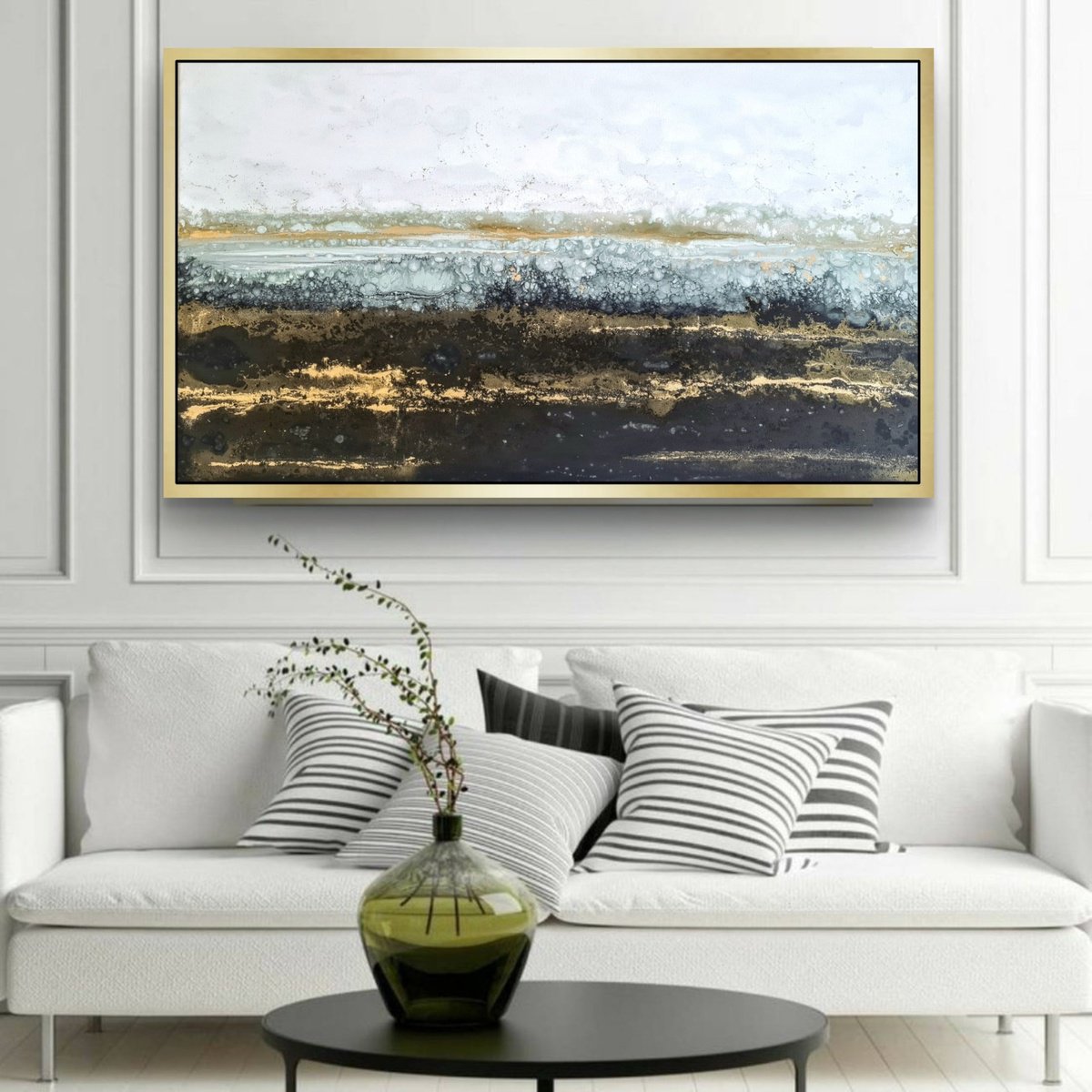 Abstract Acrylic Painting By Eleni Denart, 47 X 28, Hope, Original Artwork