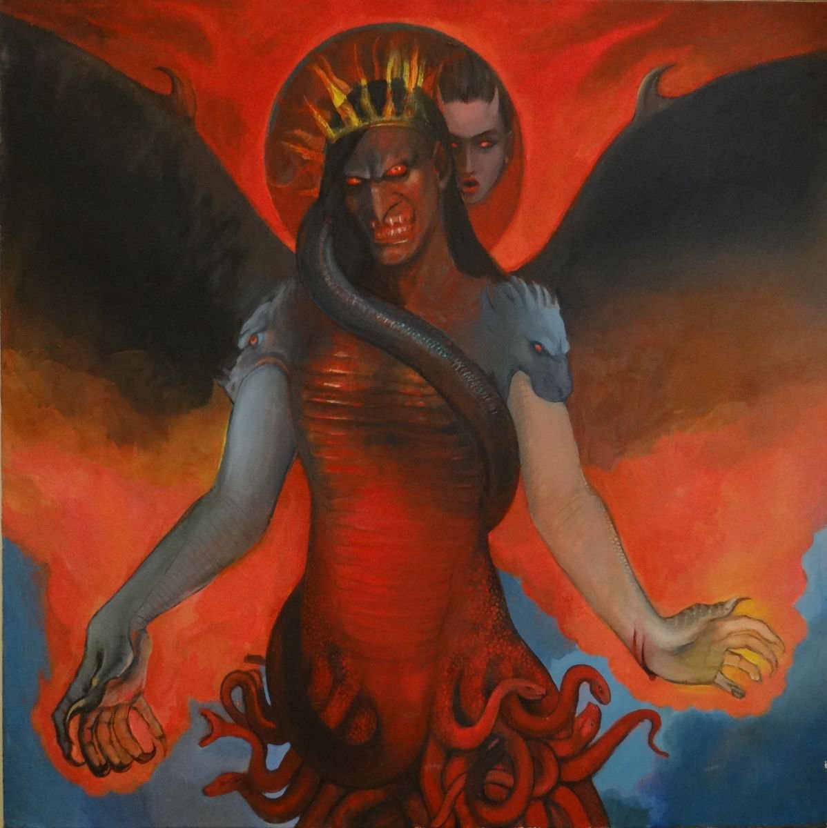 Surrealistic Oil Painting , Demon Rising By Fosco Culto, 35 X 35, Artwork For Sale On Artfinder