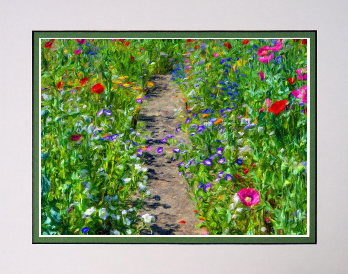 Up the Garden Path four in the style of Monet, Van Gogh by Robin Clarke