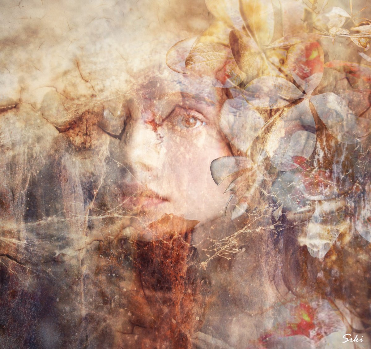 Illustrative Portrait Photograph By Srdjan Jevtic, 39 X 37", Enigmatic Girl, Original Artwork