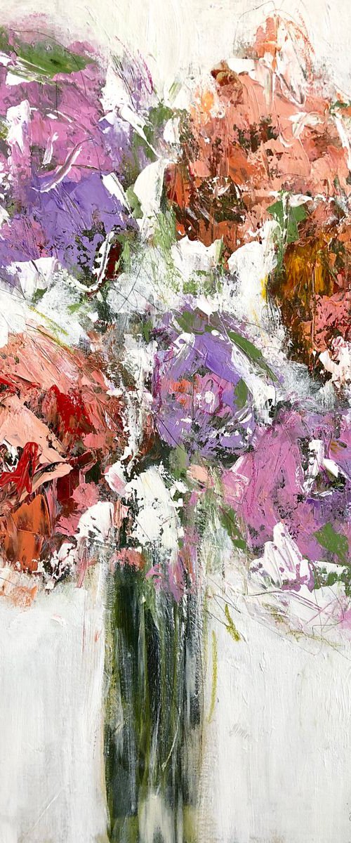 Lilac and Blush Roses 30"x40" by Emma Bell