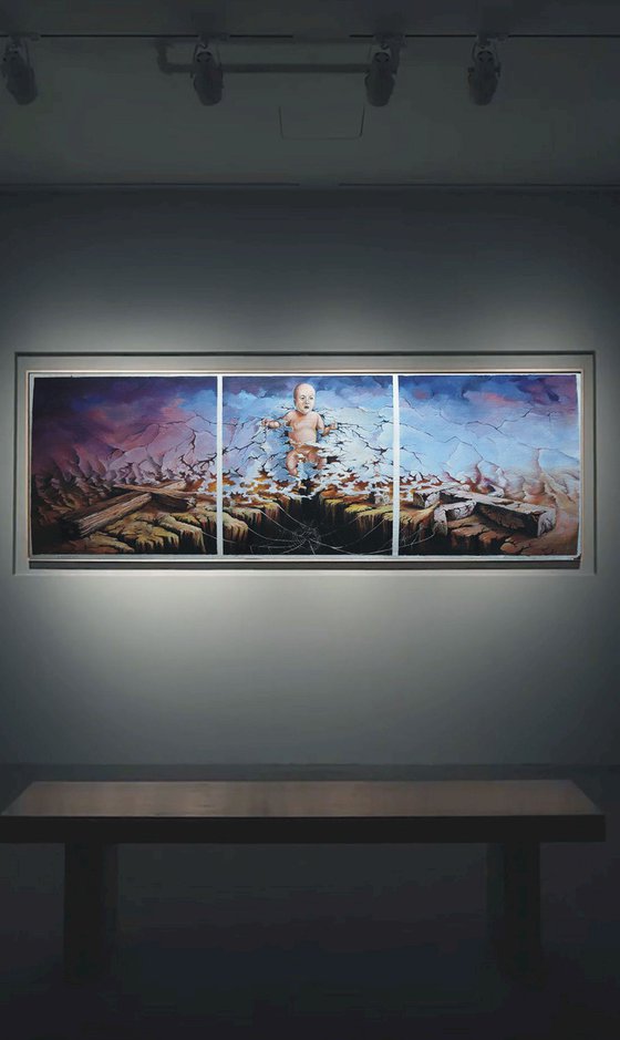 “The Exodus”Triptych on Wood