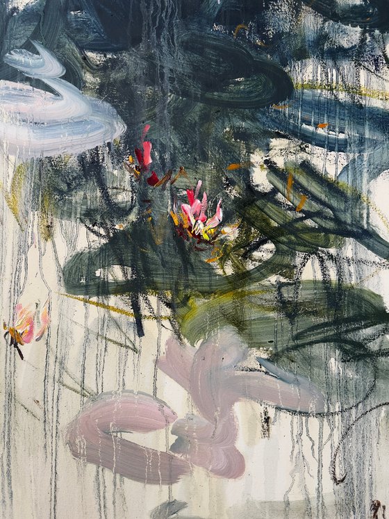 Water lilies. Spring pond.
