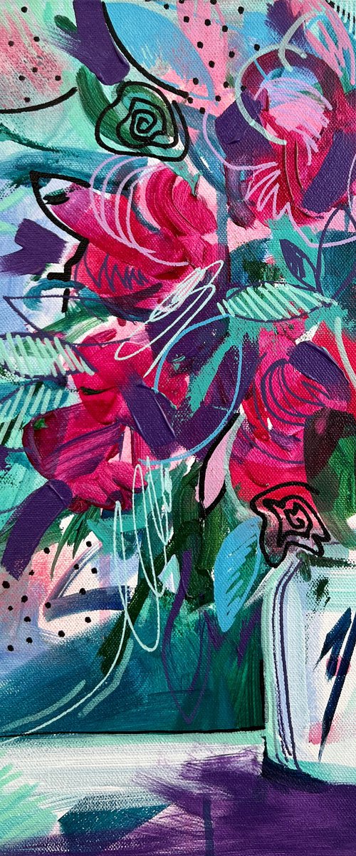 ABSTRACT FLOWERS VERY PERI VIVA MAGENTA by Sasha Robinson