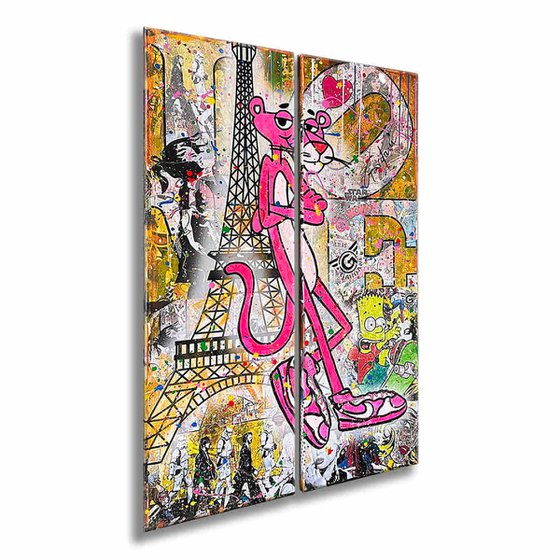 Pink Paris – Original Painting (Diptych)