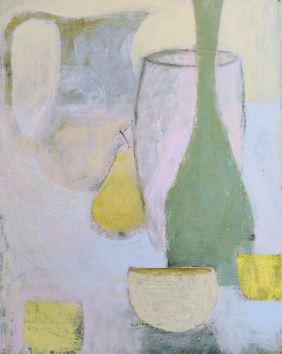 Still Life With A Pear: 40x50 cm acrylic on gallery wrapped canvas