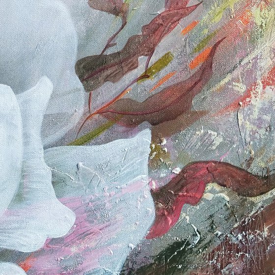Weightlessness - gray floral painting