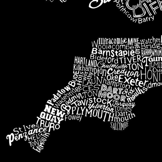 Great British Type Map (Black)