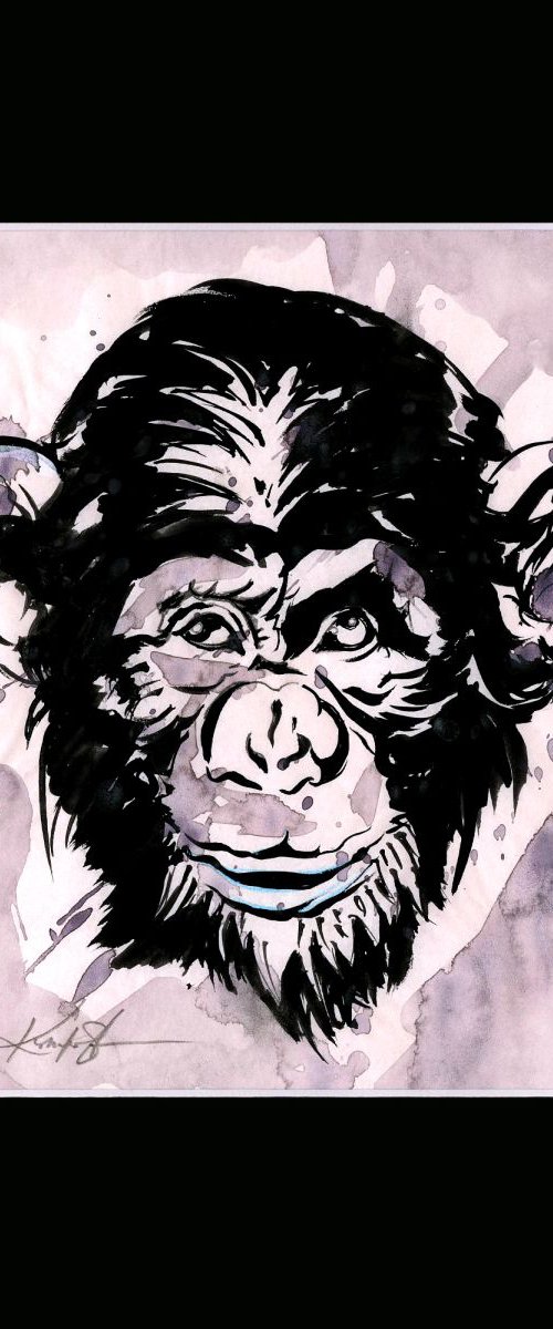 Chimpanzee 2 - Abstract Illustration Painting by Kathy Morton Stanion