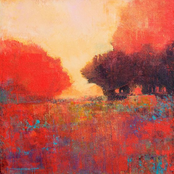 Red Jewel Sunset modern abstract impressionist landscape