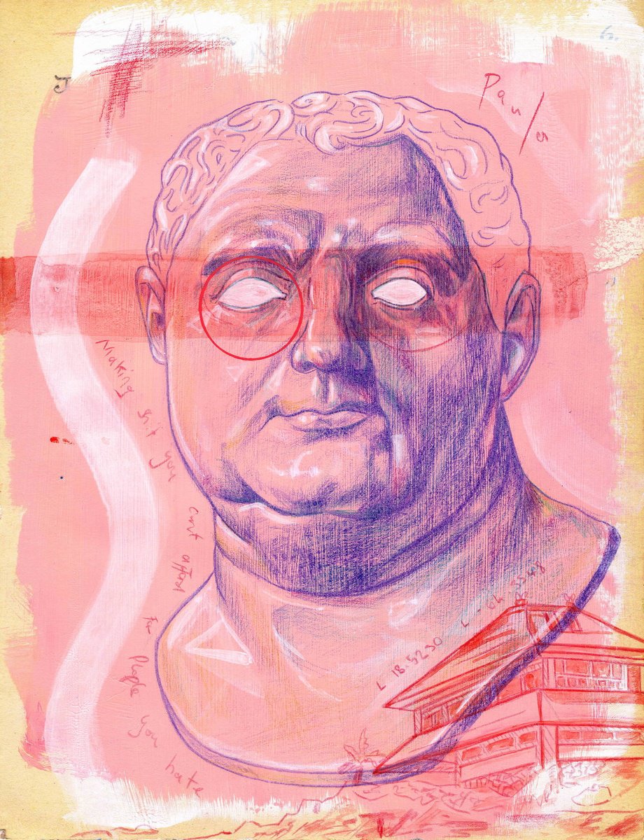 Illustrative Portrait Pencil Drawing By Paul Ward, 8 X 11", Making Shit., Original Artwork