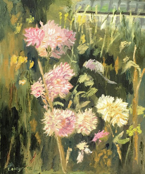 Summer Blooms in a kentish Garden - An original oil painting, unframed! by Julian Lovegrove Art