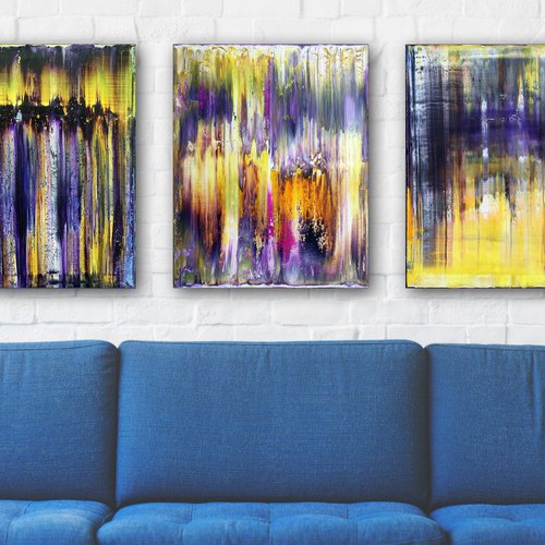 "Transmutation" - FREE USA SHIPPING + Save As A Series - Original PMS Abstract Triptych Oil Paintings On Canvas - 48" x 20" by Preston M. Smith (PMS)
