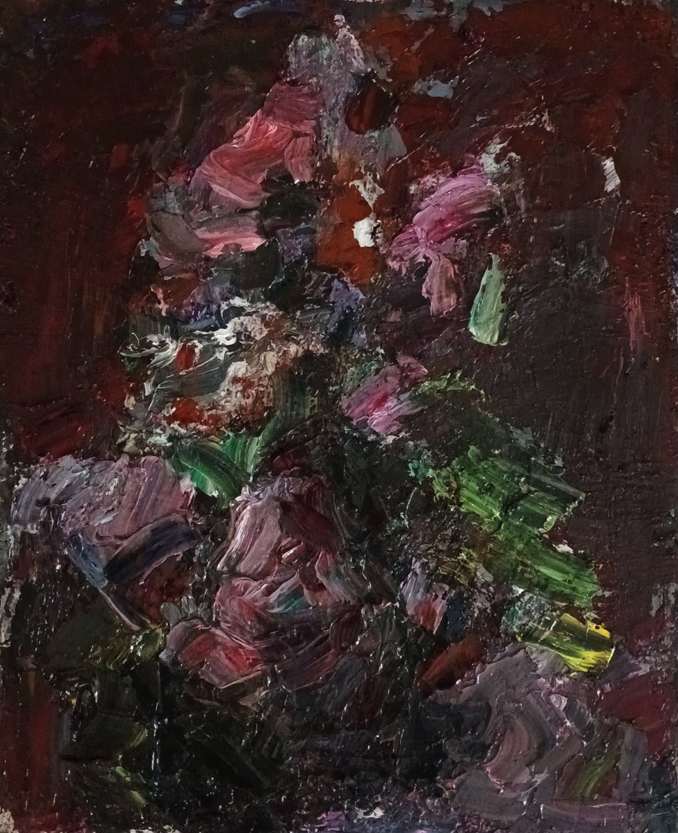 Expressive Botanical Oil Painting By Stanislava Cherkasova, 16 X 20", Lilac. Etude, Original Artwork