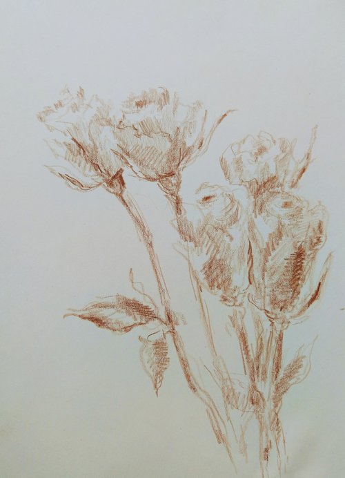 Roses #4. Original pencil drawing by Yury Klyan