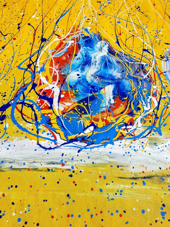 Onila N-16 (H)123x(W)147 cm. Colorful Splash Abstract Painting