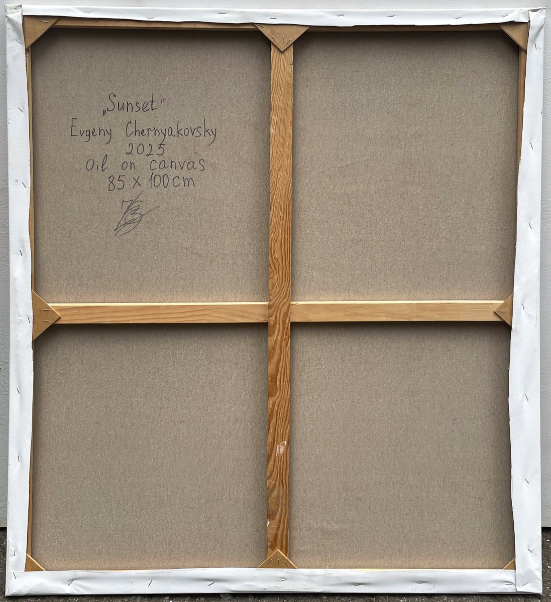 Impressionistic Landscape Oil Painting By Evgeny Chernyakovsky, 33 X 39, Sunset, Original Artwork