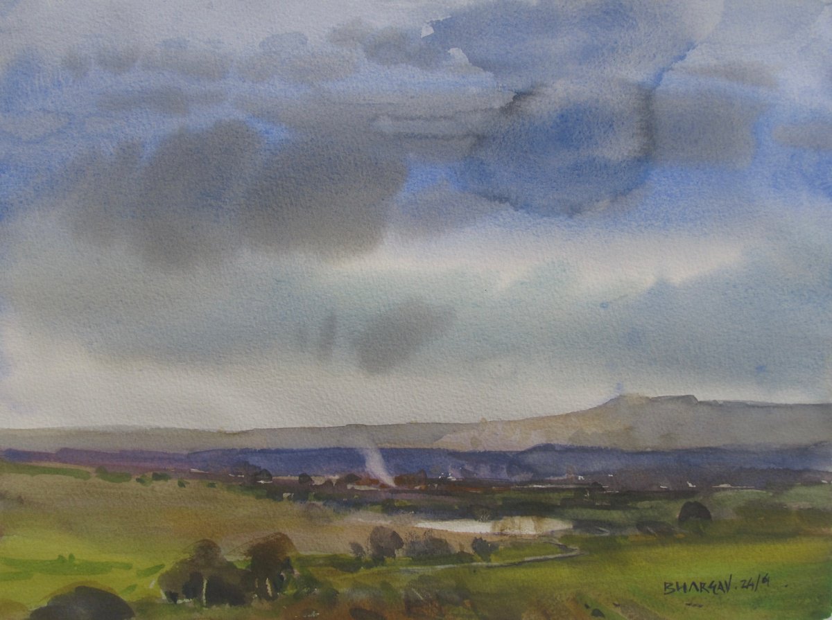 Impressionistic Landscape Watercolour By Bhargavkumar Kulkarni, 14 X 11, Horizon In My Mind, Original Artwork