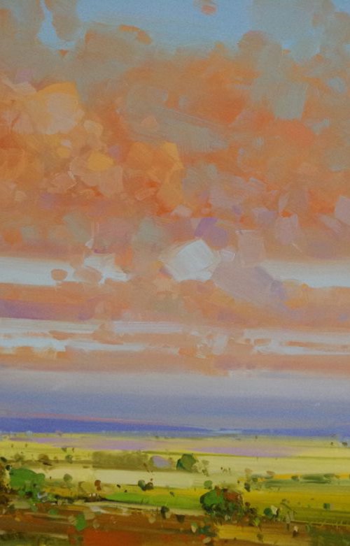 Sunset, Landscape, Original oil painting, Large size painting, One of a kind Signed with Certificate of Authenticity by Vahe Yeremyan