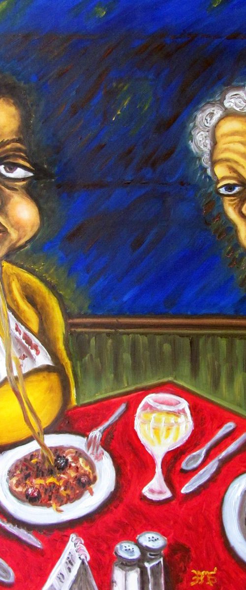 "The Dining Dead" - Original PMS Pop Surrealist Oil Painting - 24" x 30" by Preston M. Smith (PMS)
