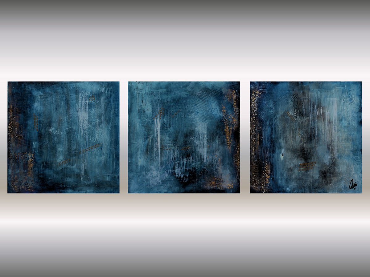 Deep Blue - Abstract acrylic painting high textured, ready to hang by Edelgard Schroer