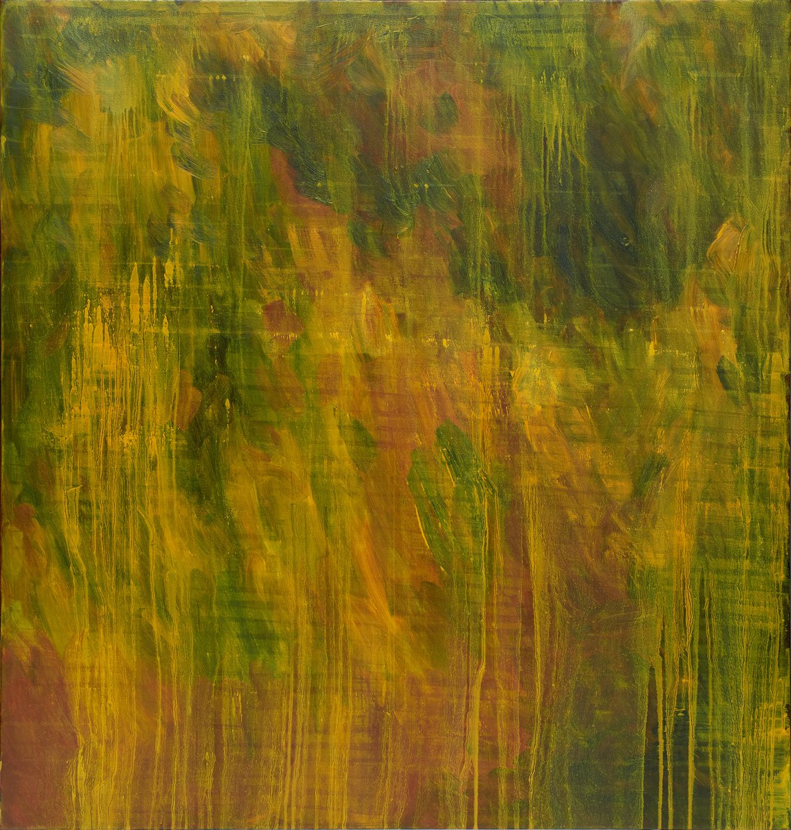 Organic Abstract Oil Painting By Nataliia Sydorova, 39 X 41", English Red, Original Artwork