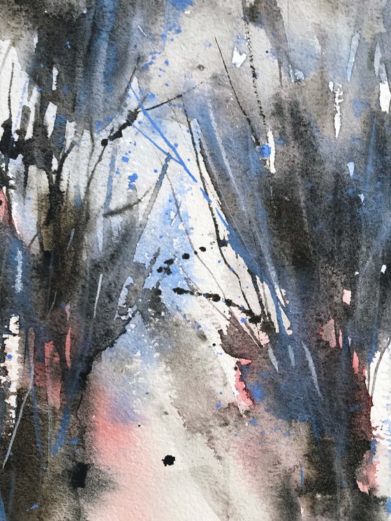 Winter garden. One of a kind, original painting, handmad work, gift, watercolour art.