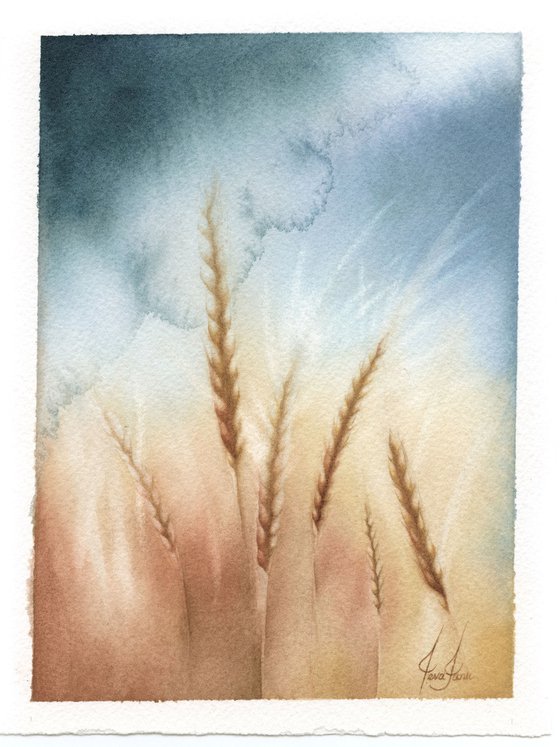 Yesterdays II - Barley Field Watercolor