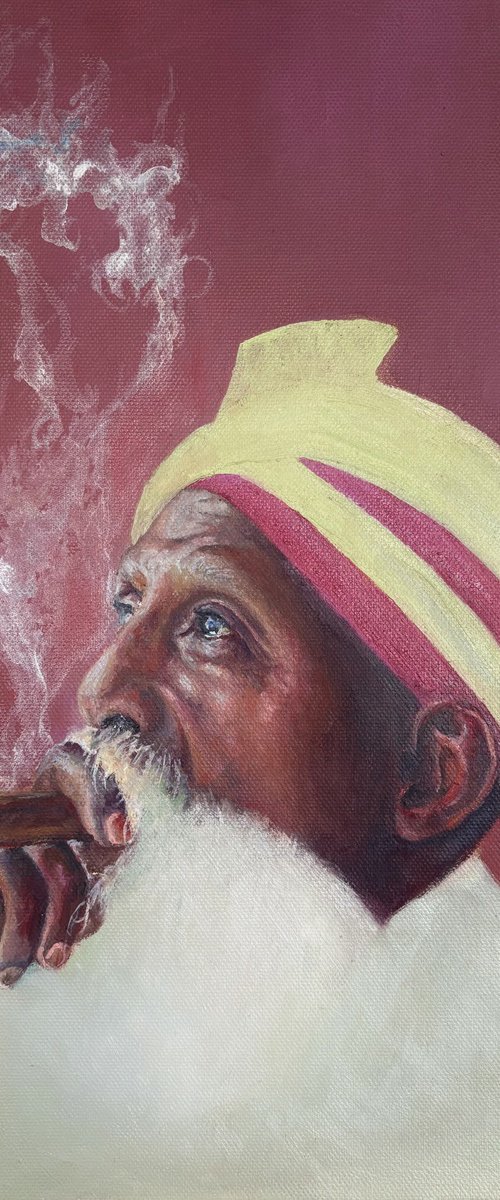 Smoking man in a turban by Anastasiya Kostyuk