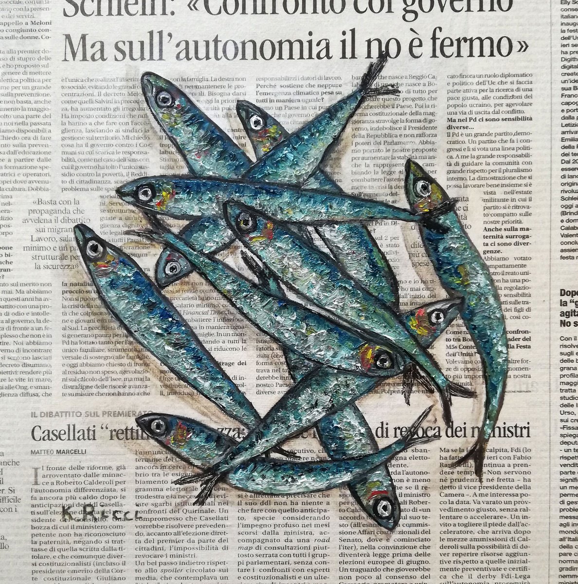 Fishes on Newspaper by Katia Ricci