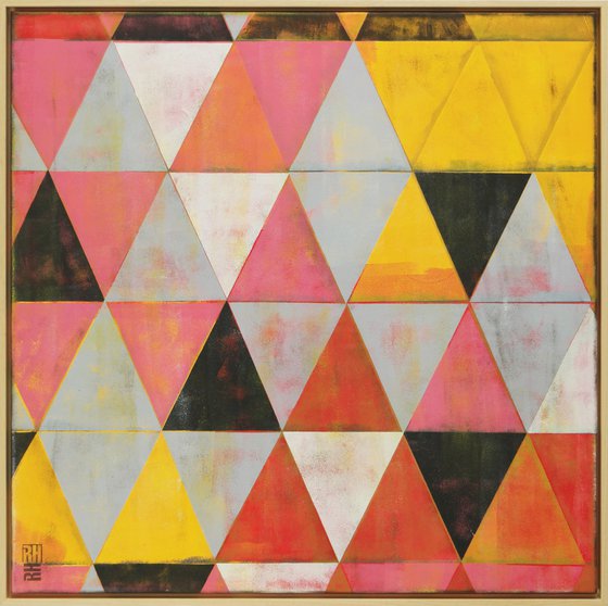 Traffic Pink Triangle - Incl Frame - 33.5x33.5" - 85x85CM - Ronald Hunter - 1M