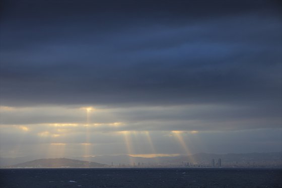 Light show over Barcelona 2