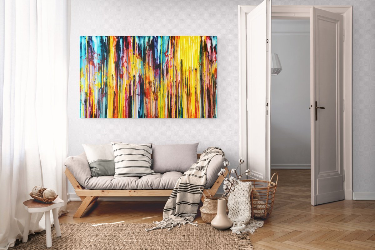 Abstract Landscape Acrylic Painting By Carla Sa Fernandes, 59 X 35, The Emotional Creation #308, Original Artwork