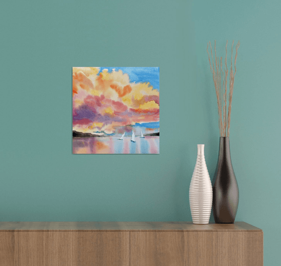 Seascape painting/Sunset clouds painting