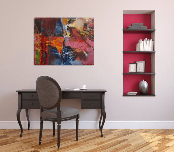 LARGE FASCINATING COLORS ABSTRACT PAINTING CHILDHOOD DREAMS O KLOSKA