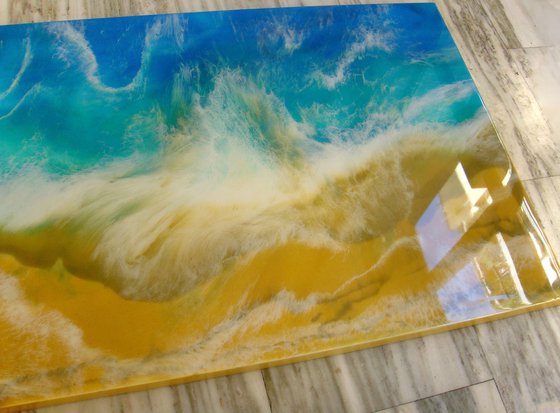 "Turquoise Sea"  Resin Large painting