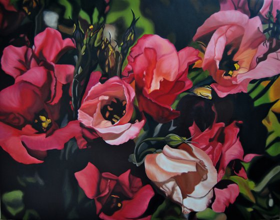 Roses  painting, Eustoma