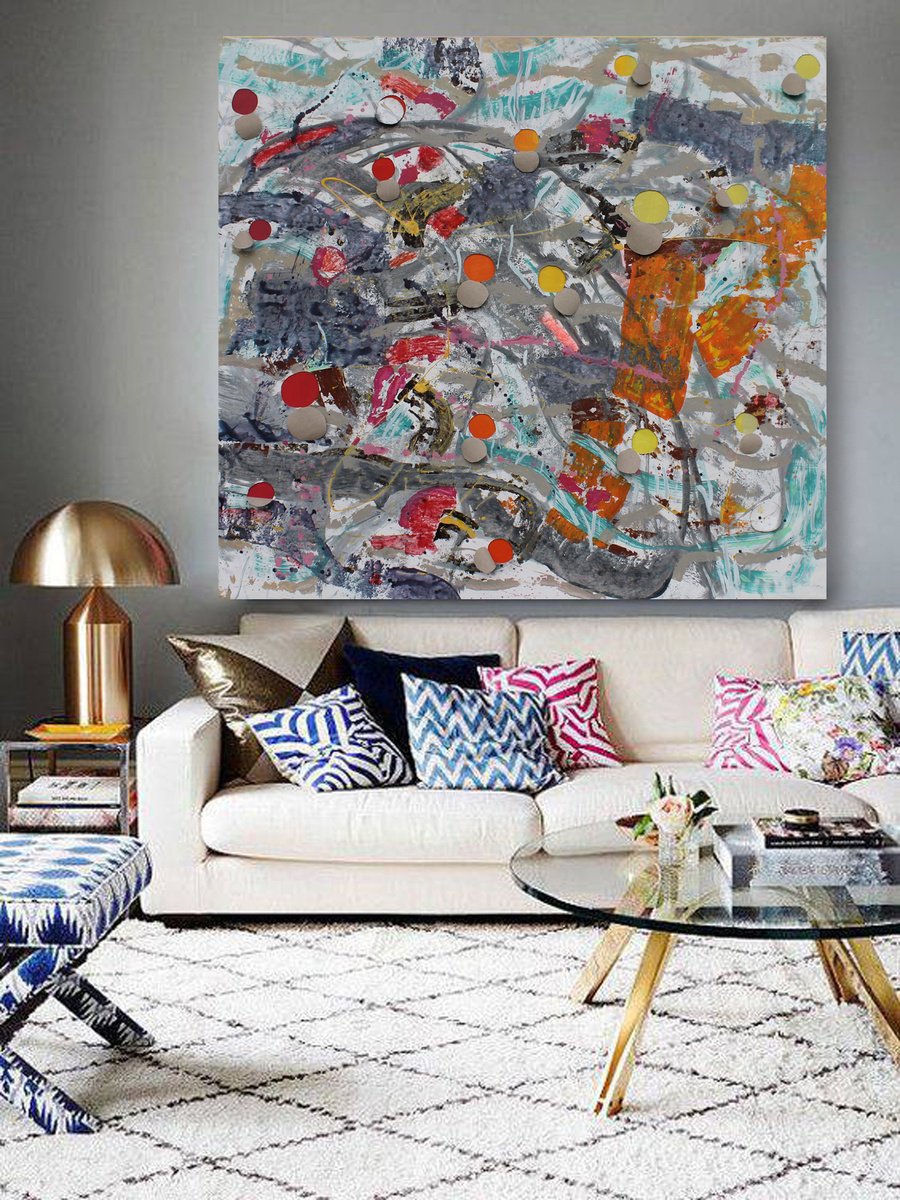 Abstract Acrylic Painting By Sergiy Dekalyuk, 81 X 76", Composition ?8. Future, Original Artwork