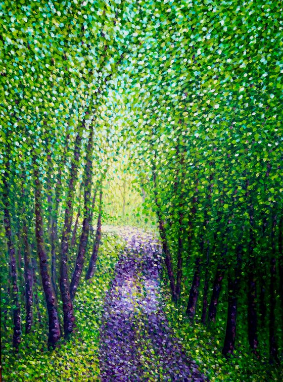 Path in the Green Forest, landscape pointillism