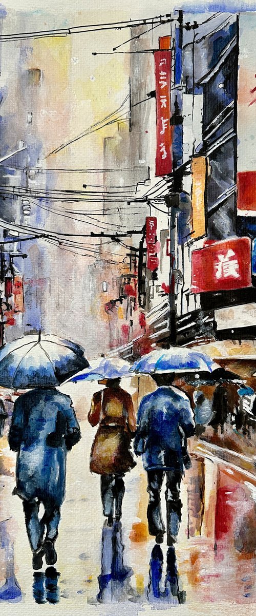 Tokyo in the Rain by Misty Lady - M. Nierobisz